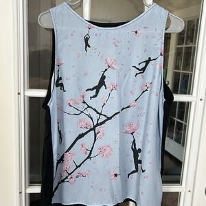 Blossom Flight Cherry Blossom Human Silhouette Art Print Tank Top Size XL‎